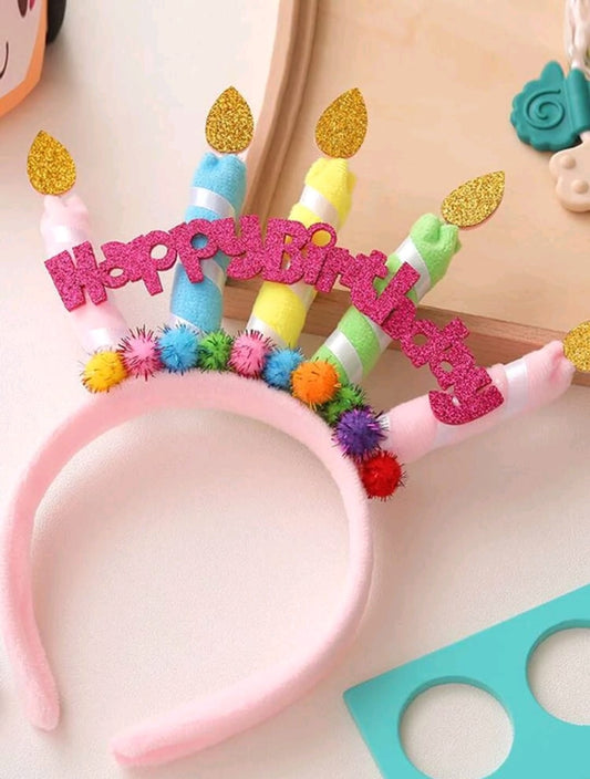 Candle & Pom Pom Birthday Headband