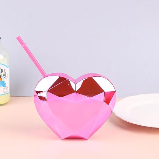 Disco Ball - Heart Shaped Straw Cup (PINK)