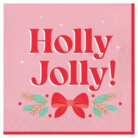 Holly Jolly! Pink Napkins 32CT