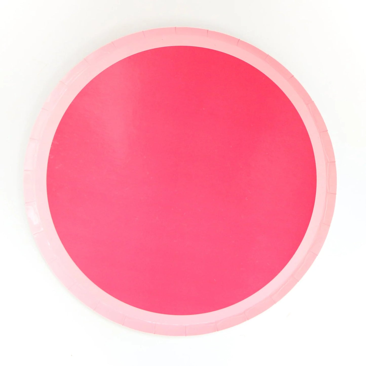 COLOR BLOCKED LARGE PAPER PLATES - STRAWBERRY PINK/LIGHT PINK