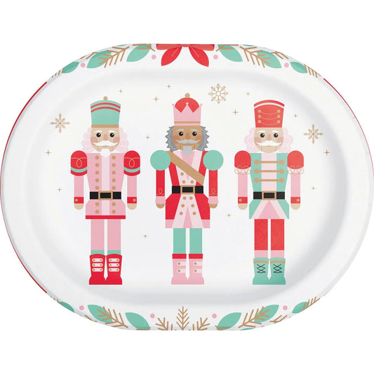 Multi-Color Nutcracker Oval Disposable Paper Plates, 12 in, 8CT