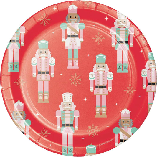 Nutcracker Round Disposable Paper Plates, 9 in, 20CT