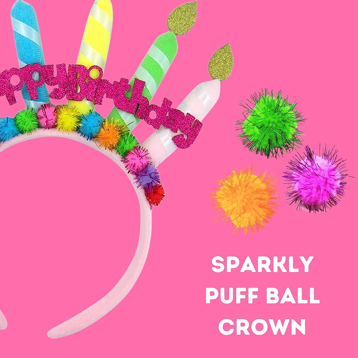 Candle & Pom Pom Birthday Headband