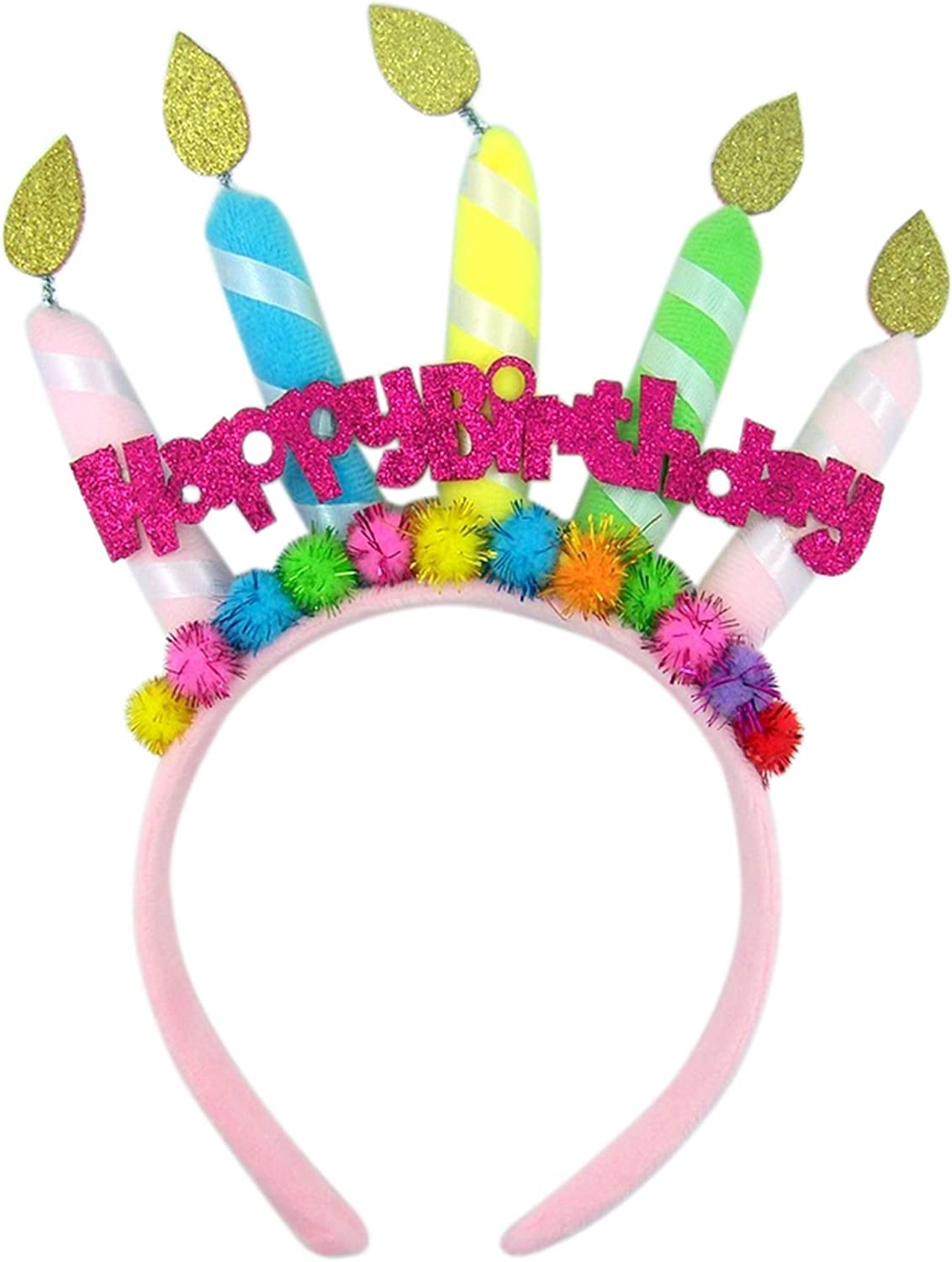 Candle & Pom Pom Birthday Headband