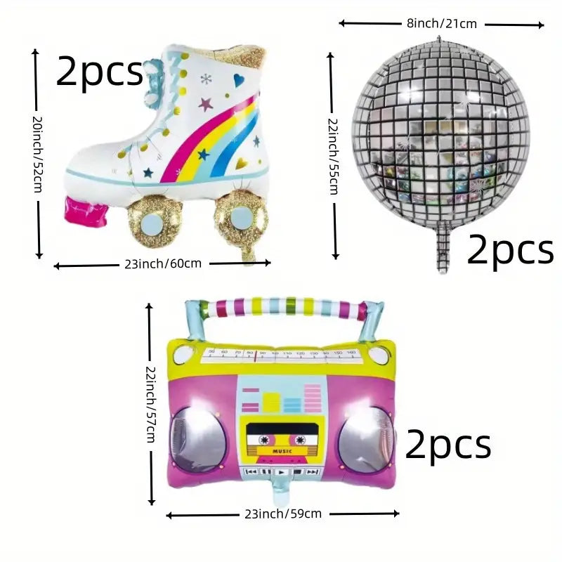 6pcs Roller Skate Sound 4D Disco Balloons